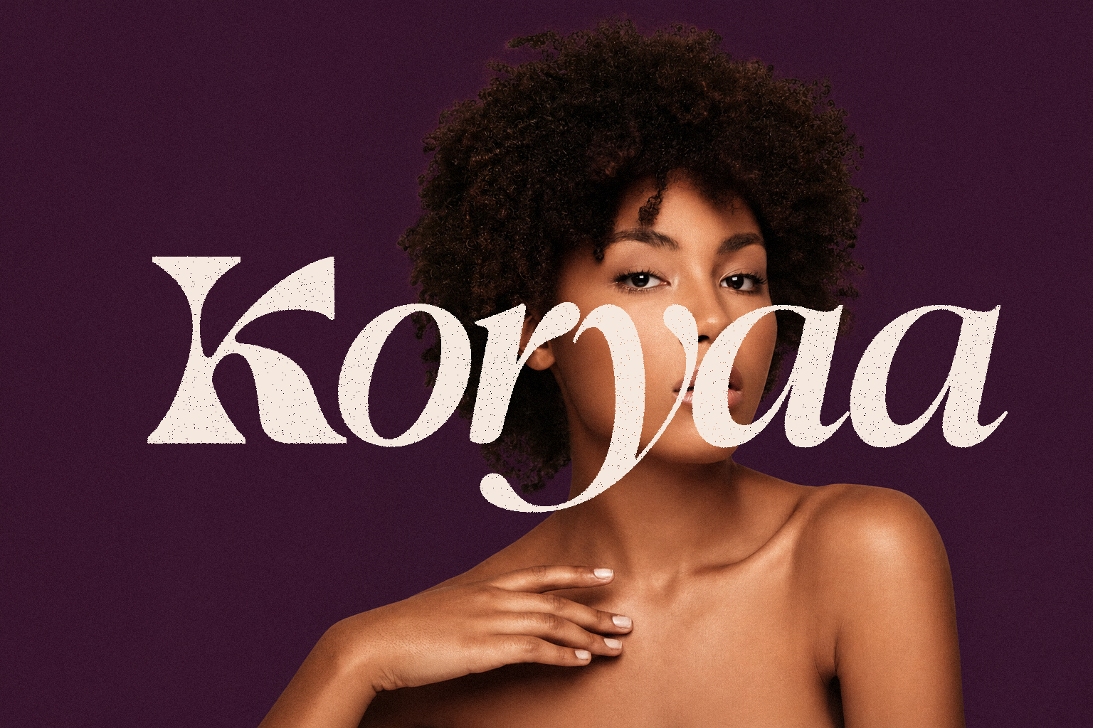 Branding Koryaa — portrait beauté et wordmark cosmétique capillaire